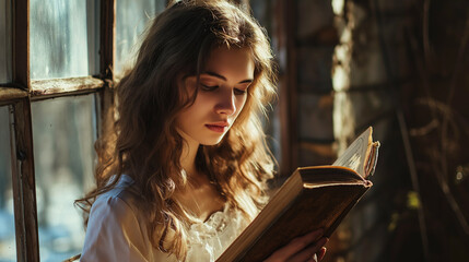  A beautiful girl reading a book