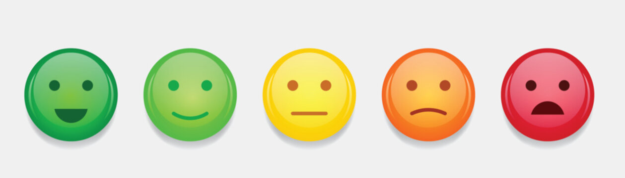 "Elevate user experience with emoticons—positive, neutral, and negative moods. Vector illustration for diverse feedback expressions."