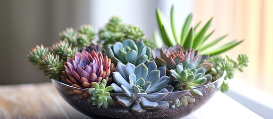 Fototapeta premium Captivating Photo of a Stunning Succulent Centerpiece Perfect for Home Decor: Photo, Succulent, and Centerpiece Blend in this Gorgeous Home Decor
