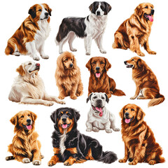 collage of dogs on white