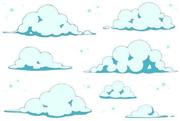 カットイラストセット_雲_夜