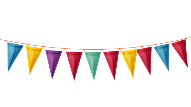 Rainbow Banner Bunting with multicolor pennant flags for colorful isolated on transparent and white background.PNG image.