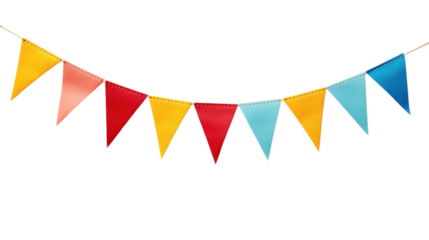 Rainbow Banner Bunting with multicolor pennant flags for colorful isolated on transparent and white background.PNG image.