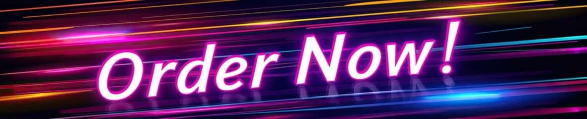 Order Now Neon Cyber Horizontal Banner Advertising Generative AI