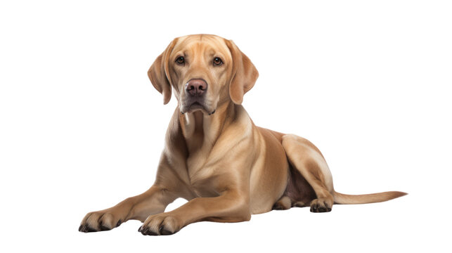 dog looking at the camera isolated on transparent and white background.PNG image.
