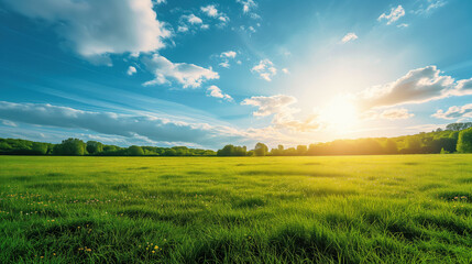 Breathtaking Sunset Over Serene Meadow Landscape