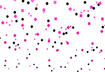 Light Pink vector background with triangles, circles, cubes.
