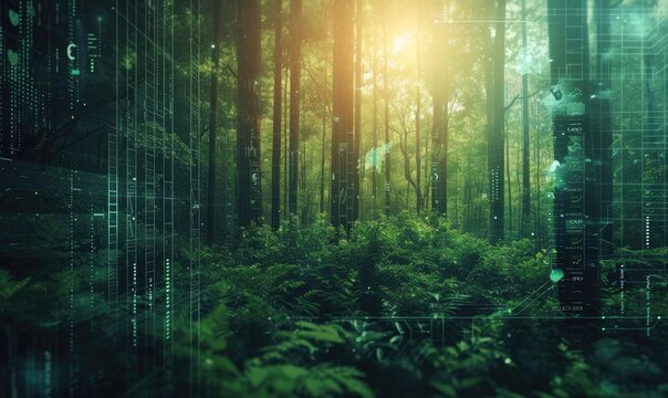 World forests day concept. digital report background about forest