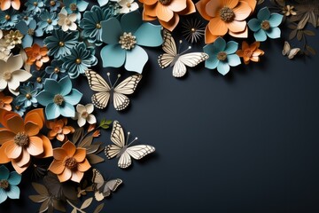 Design paper cut outs of butterfly and flowers	
