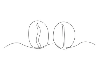 Coffee beans in Continuous line art vector illustration. Roasted coffee beans.	
