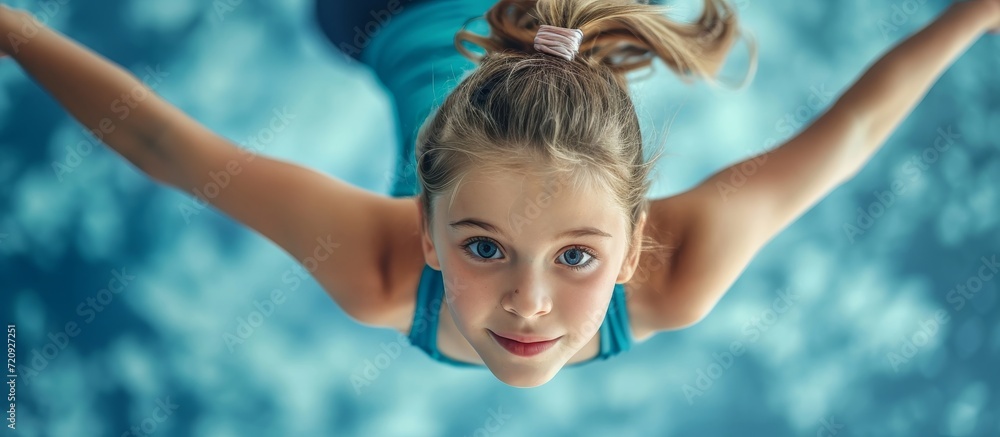 Canvas Prints Active Young Girl Demonstrating her Impressive Gymnastics Skills