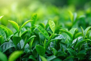 Fototapeta premium green leaf tea plantation leaves background