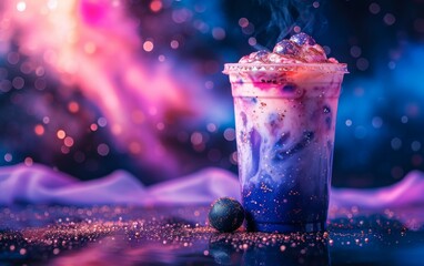 Colorful of milk bubble tea on the table. - obrazy, fototapety, plakaty