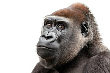 Obraz premium Close-up of a gorilla isolated on a white background