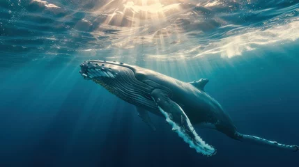 Zelfklevend Fotobehang Humpback Whale under Ocean © ETAJOE