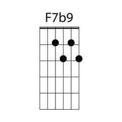 F7b9 guitar chord icon vector