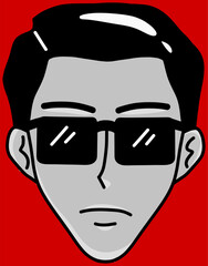 Hitman with Black Glasses Vector Clip Art