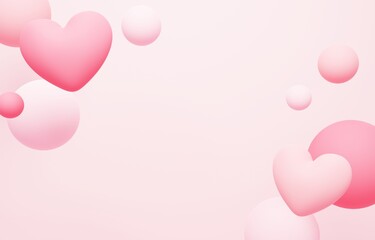 3D背景素材_ハート_ピンク