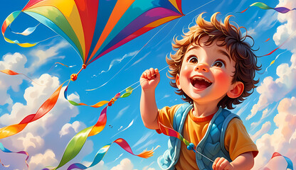 Obraz na płótnie Canvas 3d illustration kid , cartoon kids, , kids portrait 3d , cute kids 3d style , 3d render