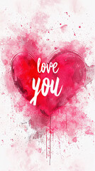 Love you text on a heart. Valentine's Day background