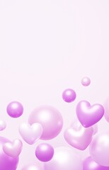 3D背景素材_ハート_紫