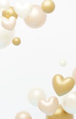 3D背景素材_ハート_ゴールド