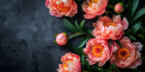 Warm up your worthy relationship with your mother, sister, aunt, love by giving respect ,care love honor and a vibrant flowery surprise Beautiful blooming Pink peony flowers as floral art background