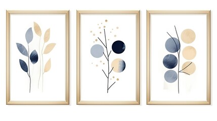 Set of modern minimalist hand drawn floral compositions. illustration for your design Generative AI