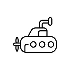 Submarine outline icons, minimalist vector illustration ,simple transparent graphic element .Isolated on white background