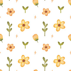 seamless pattern yellow flower and leaves