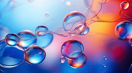 Abstract water drops on colorful background. 3d rendering, 3d illustration. Generative AI