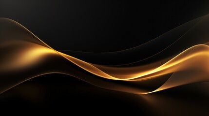 Abstract gold wave on a black background. 3d rendering, 3d illustration. Generative AI