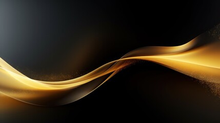 Abstract golden wave on black background. illustration for your design. Generative AI