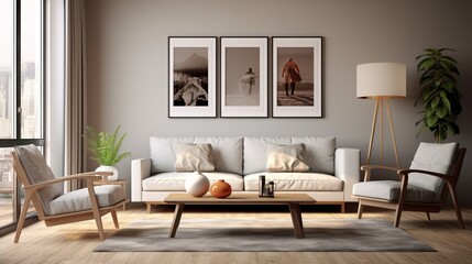 Interior of modern luxury  living room with elegant color palette 