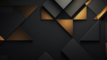 Abstract Black and Gold Geometric Shapes Background AI Generated