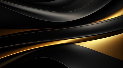 Black and golden abstract wavy background. 3d render illustration. Generative AI