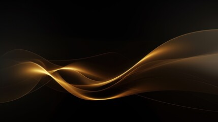 Abstract golden waves on dark background. illustration for your design. Generative AI