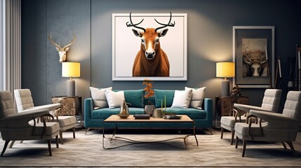 Modern luxurious living room interior style inspired by aesthetic palette 