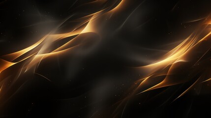 Abstract background with golden wavy lines and sparkles. illustration. Generative AI