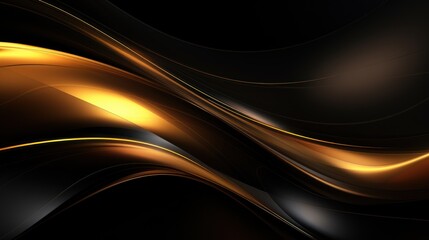 abstract background with smooth wavy lines in black and gold colors Generative AI