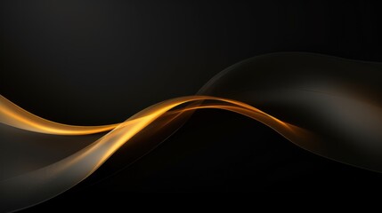 Abstract gold wave on black background. illustration for your design. Generative AI