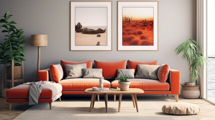 Modern luxury living room interior composition, elegant color palette 