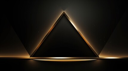 Abstract dark background with golden triangle. illustration for your design. Generative AI