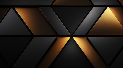 Abstract black and golden metallic background. 3d rendering. Computer digital drawing. Generative AI