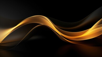 Abstract gold wave on black background. illustration. Clip-art Generative AI