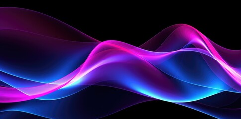 A visually striking image displaying a vibrant purple and blue wave spreading across a black background.