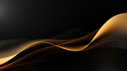 Minimalistic Black and Gold Waved Lines Background AI Generated