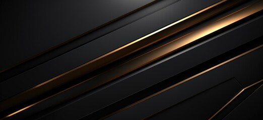 A visually striking abstract background composed of black and gold colors with intersecting lines and angles. - obrazy, fototapety, plakaty