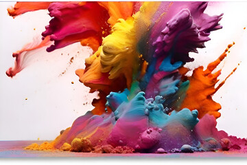 colorful powder explosion isolated on a white background