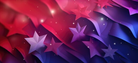 A vibrant background featuring red, white, and blue colors with stars in a patriotic display. - obrazy, fototapety, plakaty